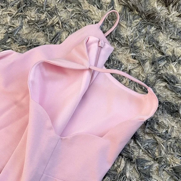 Chic Pink Midi Dress with Scalloped Hem